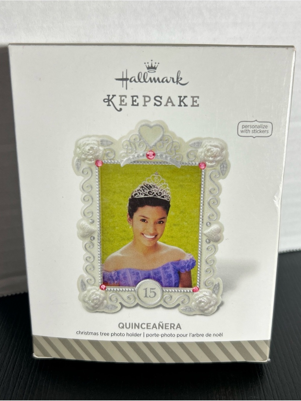 Hallmark Quinceañera Photo Frame Ornament - White with Pink Accents new
